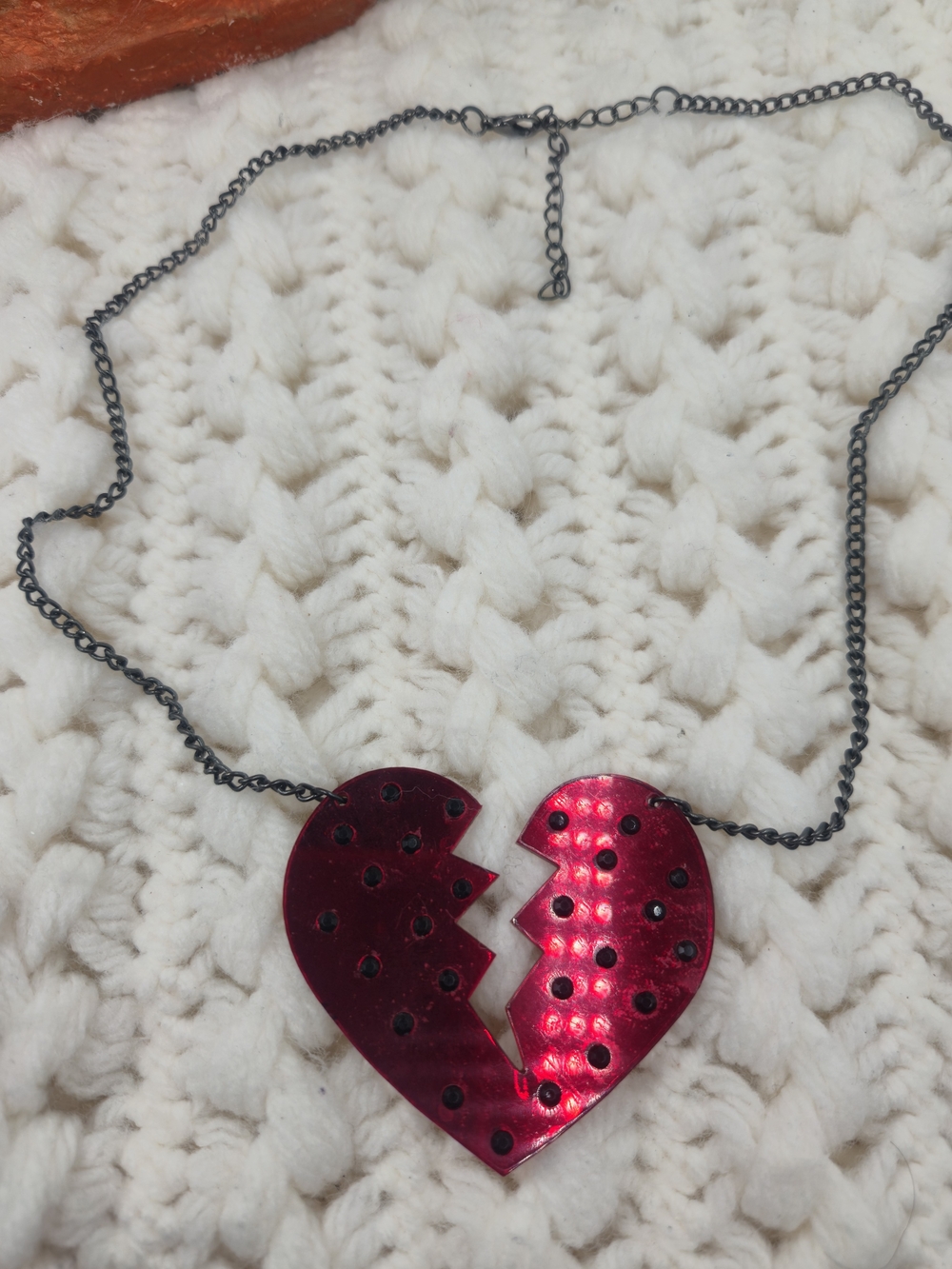 Red Broken Heart Pendant Necklace